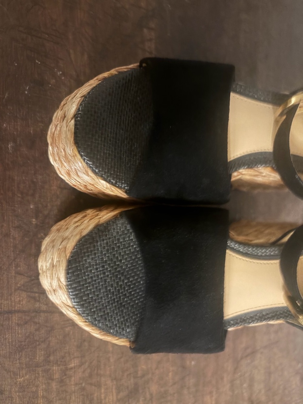 Sam Edelman Espadrille Wedge Sandals Black Raffia Platform Size 6 Summer Staple - Picture 7 of 10